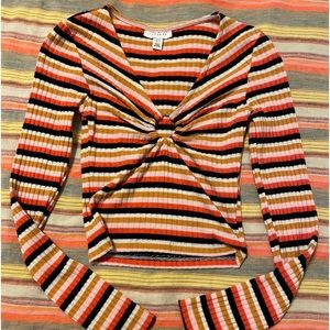 Topshop long sleeve top with circle cutout (metal ring)